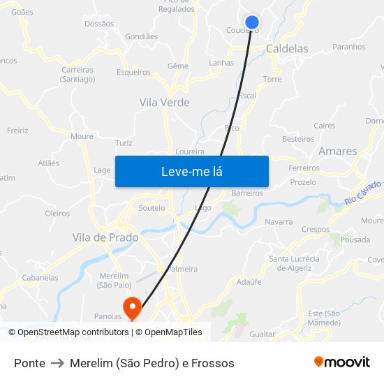 Ponte to Merelim (São Pedro) e Frossos map