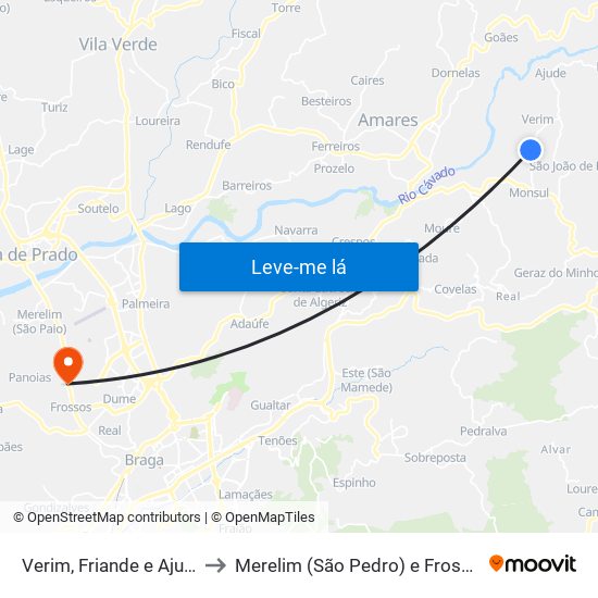 Verim, Friande e Ajude to Merelim (São Pedro) e Frossos map