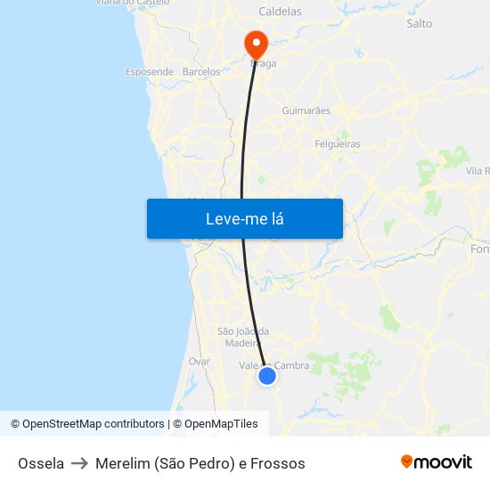 Ossela to Merelim (São Pedro) e Frossos map