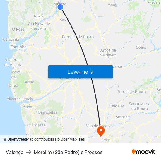 Valença to Merelim (São Pedro) e Frossos map