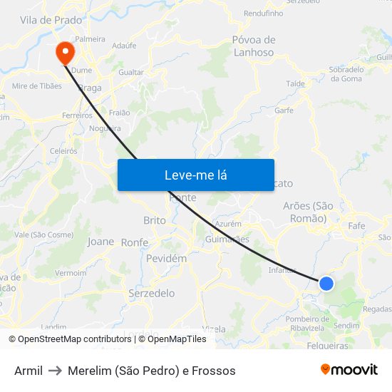 Armil to Merelim (São Pedro) e Frossos map