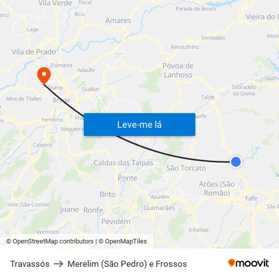 Travassós to Merelim (São Pedro) e Frossos map