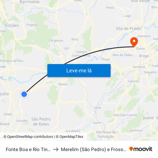 Fonte Boa e Rio Tinto to Merelim (São Pedro) e Frossos map