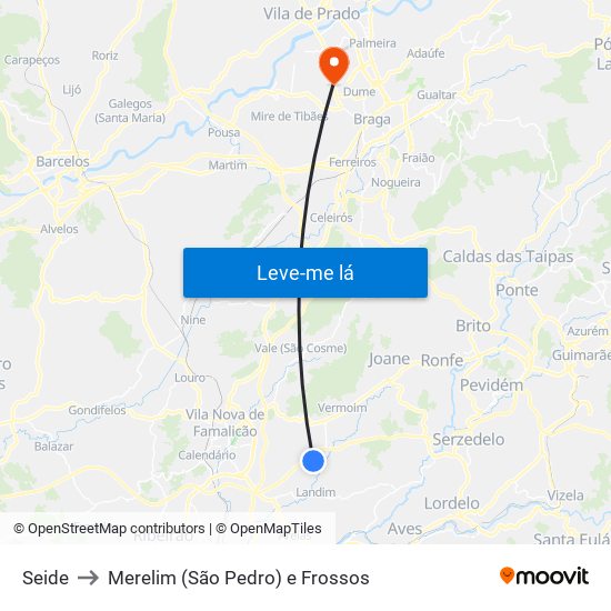 Seide to Merelim (São Pedro) e Frossos map