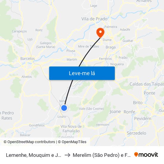 Lemenhe, Mouquim e Jesufrei to Merelim (São Pedro) e Frossos map