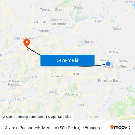 Alvite e Passos to Merelim (São Pedro) e Frossos map
