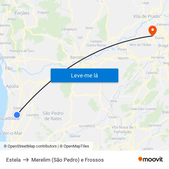 Estela to Merelim (São Pedro) e Frossos map