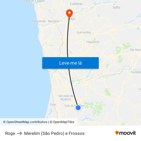 Roge to Merelim (São Pedro) e Frossos map