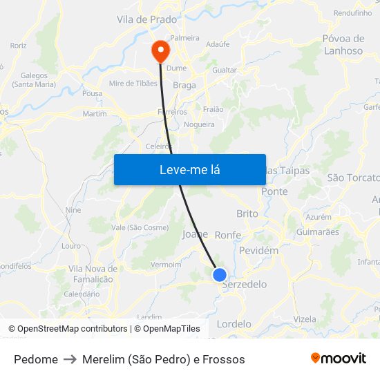 Pedome to Merelim (São Pedro) e Frossos map