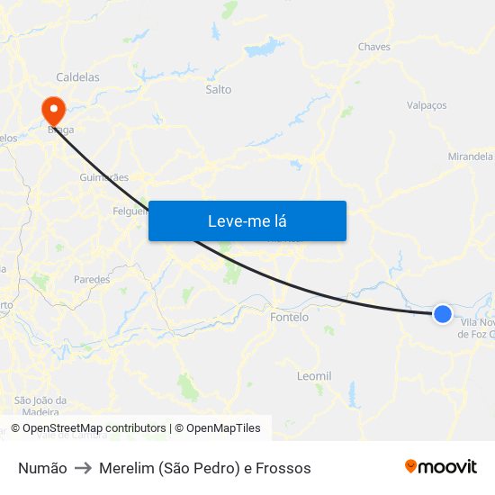 Numão to Merelim (São Pedro) e Frossos map
