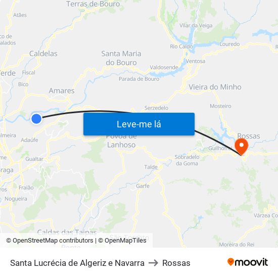 Santa Lucrécia de Algeriz e Navarra to Rossas map