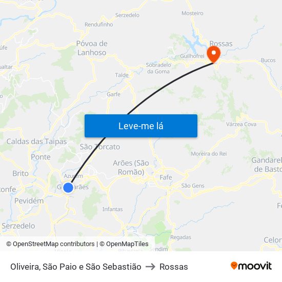Oliveira, São Paio e São Sebastião to Rossas map