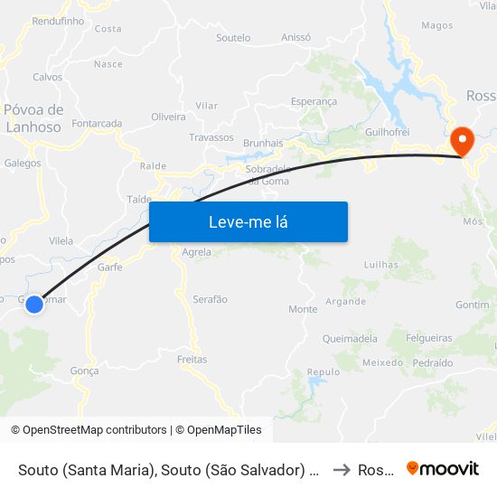 Souto (Santa Maria), Souto (São Salvador) e Gondomar to Rossas map