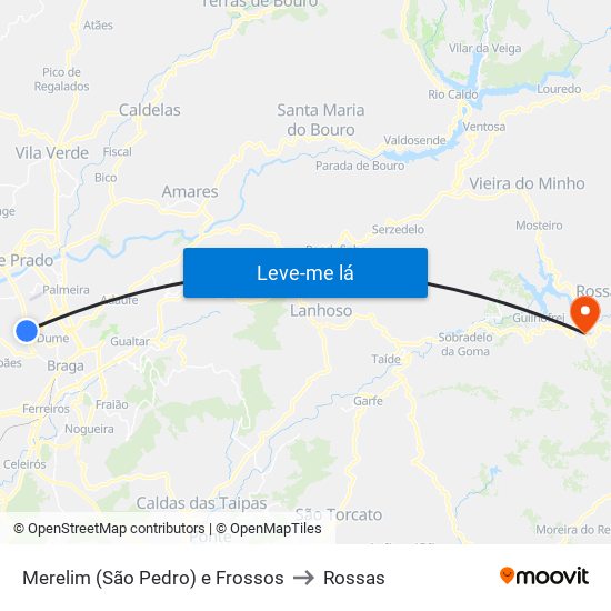 Merelim (São Pedro) e Frossos to Rossas map