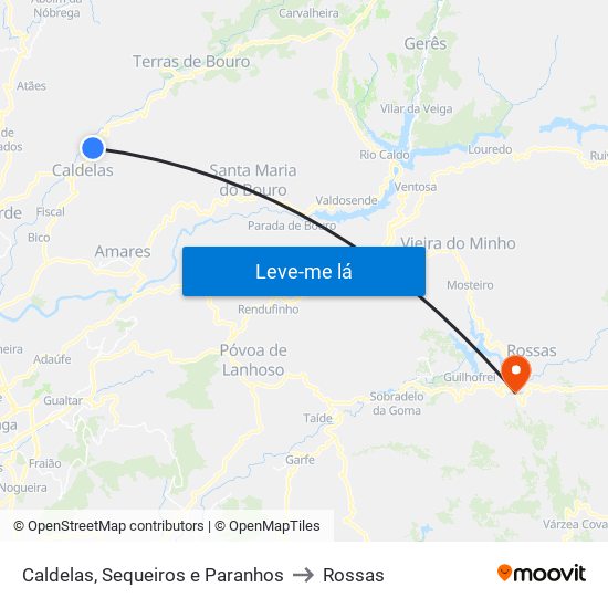 Caldelas, Sequeiros e Paranhos to Rossas map