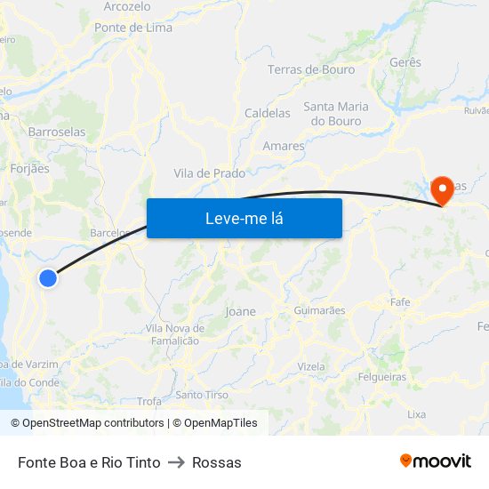 Fonte Boa e Rio Tinto to Rossas map