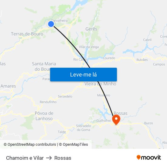 Chamoim e Vilar to Rossas map