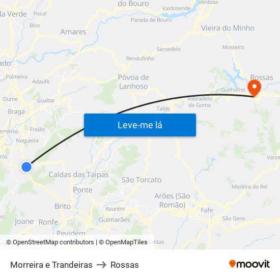 Morreira e Trandeiras to Rossas map