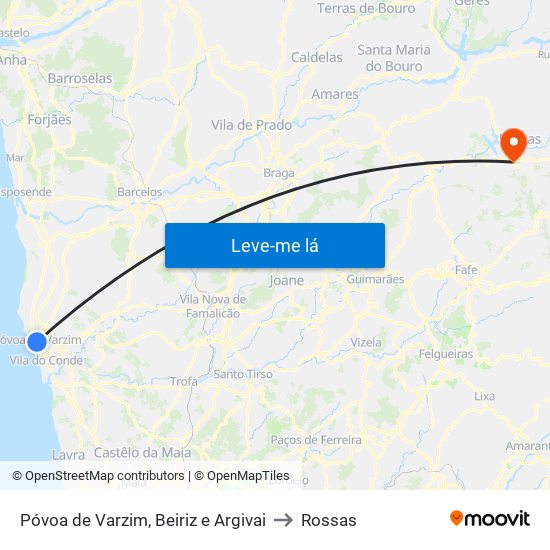 Póvoa de Varzim, Beiriz e Argivai to Rossas map