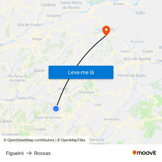 Figueiró to Rossas map