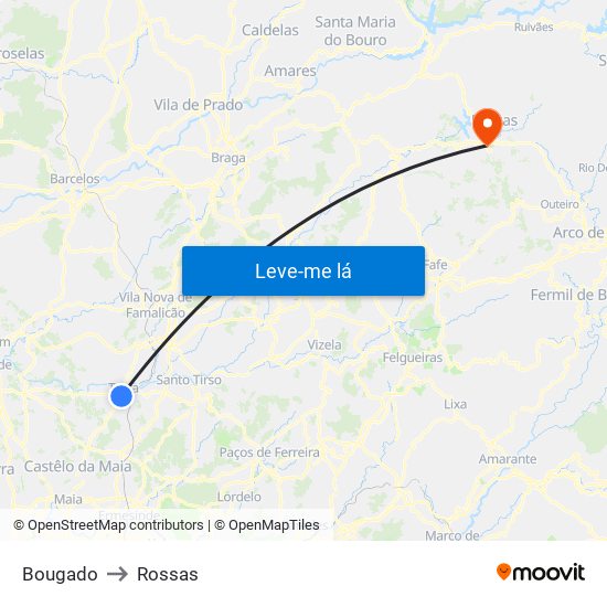 Bougado to Rossas map