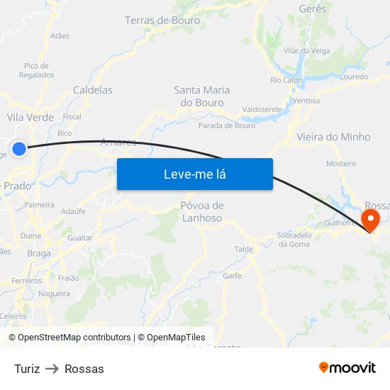 Turiz to Rossas map