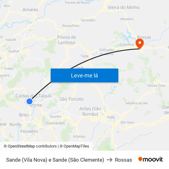 Sande (Vila Nova) e Sande (São Clemente) to Rossas map
