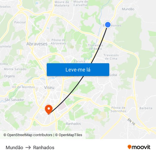 Mundão to Ranhados map