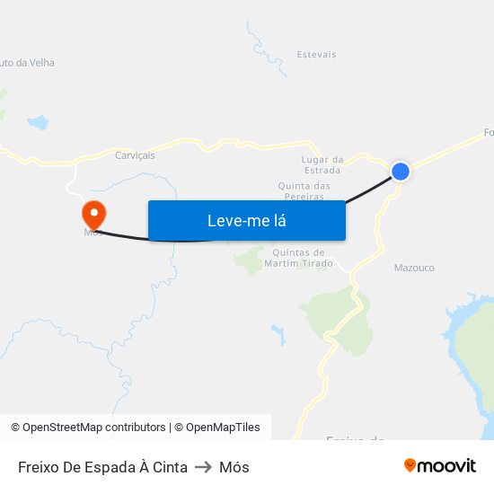 Freixo De Espada À Cinta to Mós map