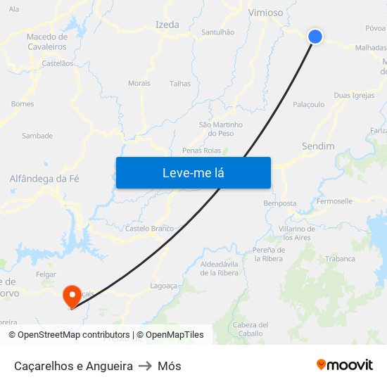 Caçarelhos e Angueira to Mós map
