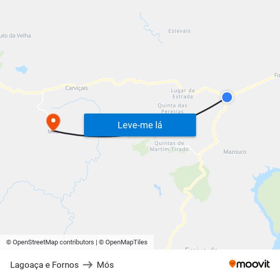 Lagoaça e Fornos to Mós map