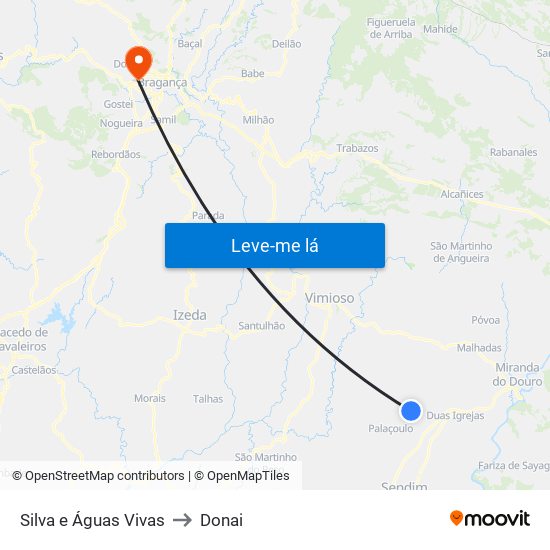 Silva e Águas Vivas to Donai map