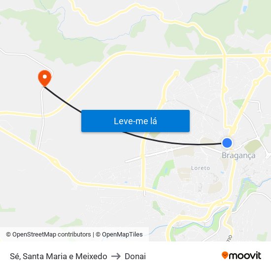 Sé, Santa Maria e Meixedo to Donai map