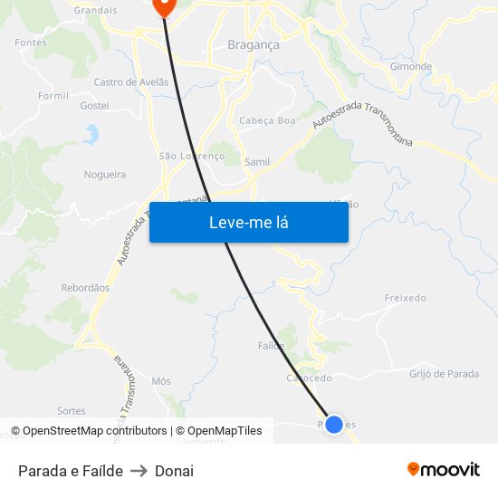 Parada e Faílde to Donai map