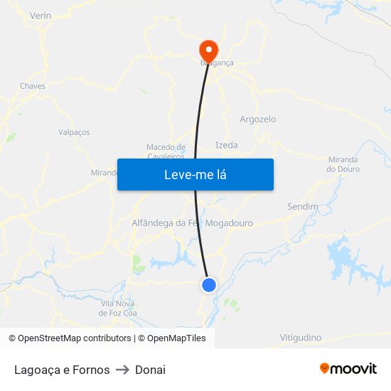 Lagoaça e Fornos to Donai map