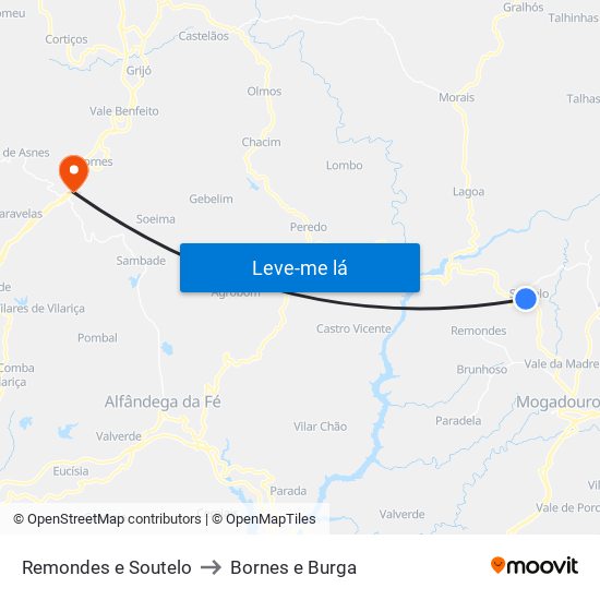 Remondes e Soutelo to Bornes e Burga map