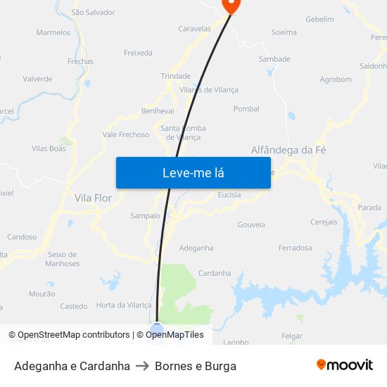 Adeganha e Cardanha to Bornes e Burga map