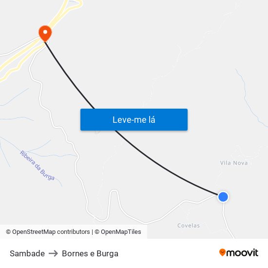 Sambade to Bornes e Burga map