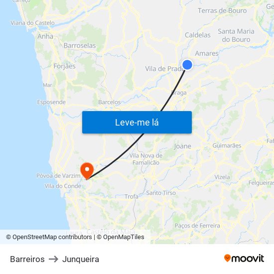 Barreiros to Junqueira map