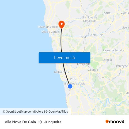 Vila Nova De Gaia to Junqueira map