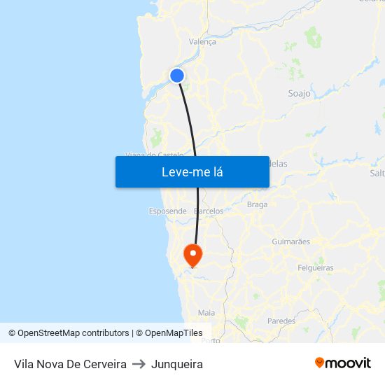 Vila Nova De Cerveira to Junqueira map