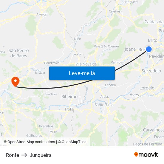 Ronfe to Junqueira map