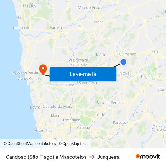 Candoso (São Tiago) e Mascotelos to Junqueira map