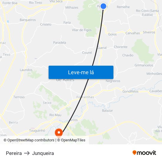 Pereira to Junqueira map