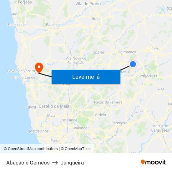 Abação e Gémeos to Junqueira map