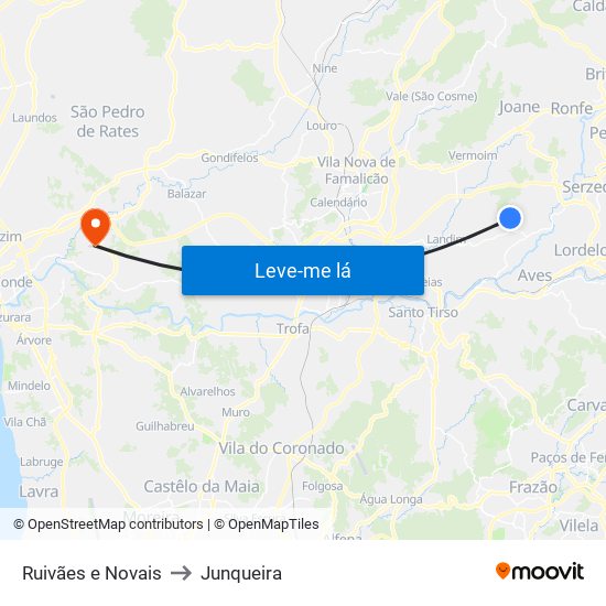 Ruivães e Novais to Junqueira map