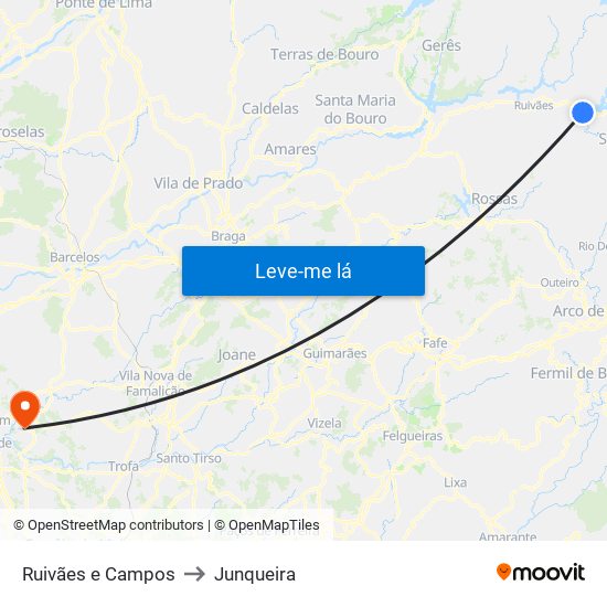 Ruivães e Campos to Junqueira map