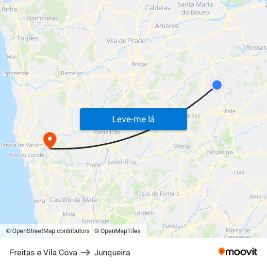 Freitas e Vila Cova to Junqueira map