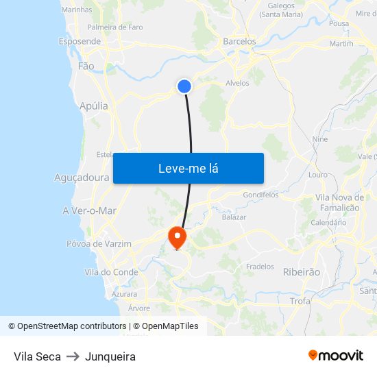 Vila Seca to Junqueira map