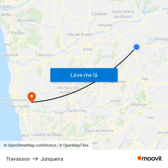 Travassos to Junqueira map